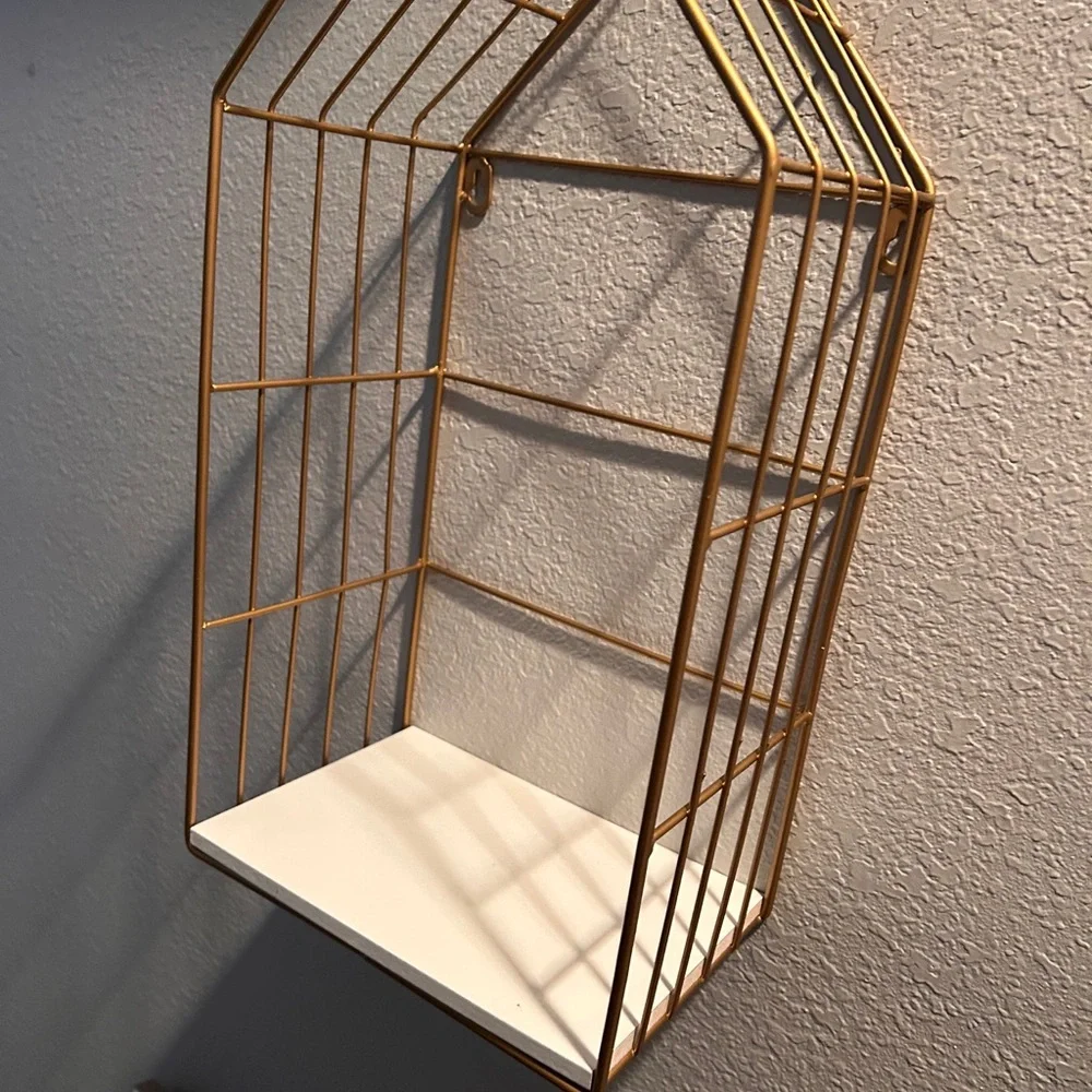 Elegant Copper Wire Wall Shelf 3 pcs